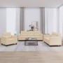 Juego de sofás con cojines 3 piezas tela microfibra crema de , Sofás - Ref: Foro24-3202294, Precio: 757,98 €, Descuento: %