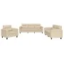Sofagarnitur mit Kissen, 3-teilig, cremefarbener Mikrofaserstoff von , Sofas - Ref: Foro24-3202294, Preis: 746,23 €, Rabatt: %
