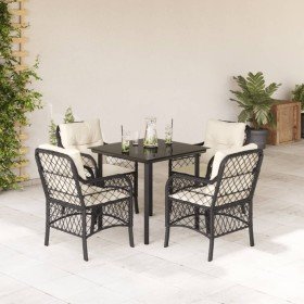 Set de muebles jardín 5 pzas con cojines ratán sintético negro en Conjuntos de jardín | Comprar online en Foru.es