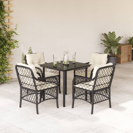 Set de muebles jardín 5 pzas con cojines ratán sintético negro en Conjuntos de jardín | Comprar online en Foru.es