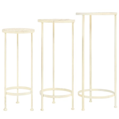 Set de soportes para plantas estilo vintage 3 uds metal blanco de vidaXL, Soportes para macetas - Ref: Foro24-245937, Precio:...