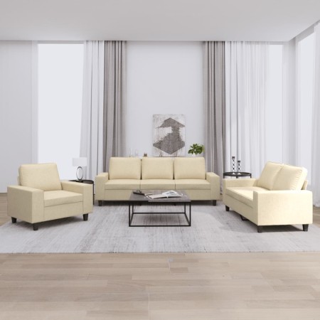 Juego de sofás 3 piezas tela color crema de , Sofás - Ref: Foro24-3201868, Precio: 746,87 €, Descuento: %