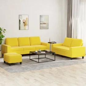Juego de sofás 3 piezas tela amarillo claro de , Sofás - Ref: Foro24-3201911, Precio: 560,71 €, Descuento: %