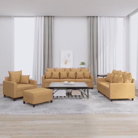 Juego de sofás con cojines 4 piezas terciopelo marrón de , Sofás - Ref: Foro24-3201697, Precio: 616,22 €, Descuento: %