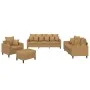 Brown velvet 4-piece sofa set with cushions by , Sofas - Ref: Foro24-3201697, Price: 606,46 €, Discount: %