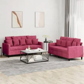 Juego de sofás con cojines 2 piezas terciopelo rojo tinto de , Sofás - Ref: Foro24-3201704, Precio: 418,14 €, Descuento: %