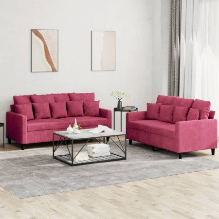 Juego de sofás con cojines 2 piezas terciopelo rojo tinto de , Sofás - Ref: Foro24-3201704, Precio: 434,93 €, Descuento: %
