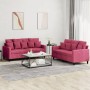 Juego de sofás con cojines 2 piezas terciopelo rojo tinto de , Sofás - Ref: Foro24-3201704, Precio: 434,93 €, Descuento: %