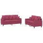 Sofa set with cushions 2 pieces red velvet by , Sofas - Ref: Foro24-3201704, Price: 418,14 €, Discount: %