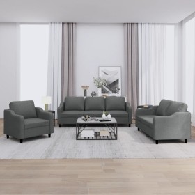 Juego de sofás con cojines 3 piezas tela gris oscuro de , Sofás - Ref: Foro24-3201771, Precio: 615,38 €, Descuento: %