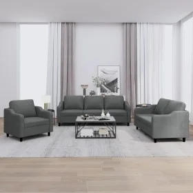 Sofagarnitur mit Kissen 3-teilig aus dunkelgrauem Stoff von , Sofas - Ref: Foro24-3201771, Preis: 659,26 €, Rabatt: %