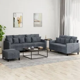 Juego de sofás con cojines 3 piezas terciopelo gris oscuro de , Sofás - Ref: Foro24-3201731, Precio: 516,51 €, Descuento: %