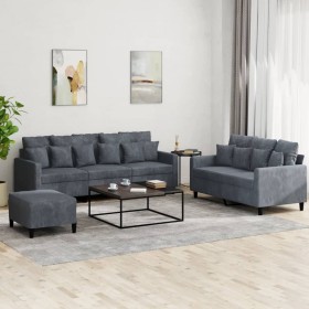 Juego de sofás con cojines 3 piezas terciopelo gris oscuro de , Sofás - Ref: Foro24-3201731, Precio: 508,55 €, Descuento: %