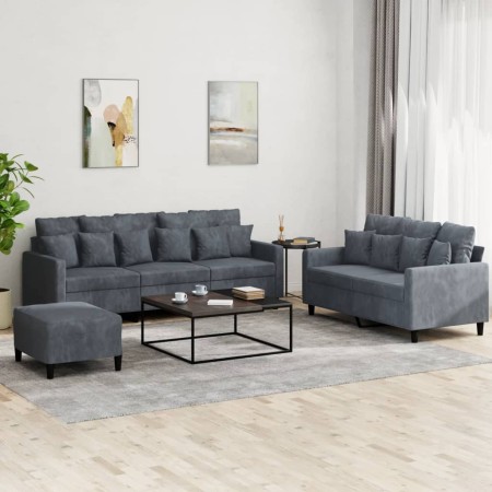 Juego de sofás con cojines 3 piezas terciopelo gris oscuro de , Sofás - Ref: Foro24-3201731, Precio: 508,55 €, Descuento: %