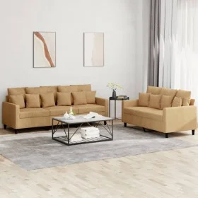Zweiteilige Sofagarnitur aus braunem Samt mit Kissen von , Sofas - Ref: Foro24-3201727, Preis: 469,81 €, Rabatt: %
