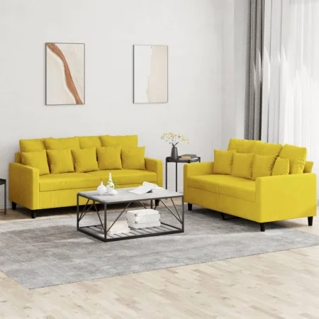 Zweiteilige Sofagarnitur aus gelbem Samt mit Kissen von , Sofas - Ref: Foro24-3201706, Preis: 373,08 €, Rabatt: %