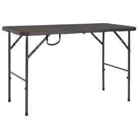 Mesa de jardín plegable HDPE marrón aspecto ratán 120x60x74 cm de vidaXL, Mesas de jardín - Ref: Foro24-44553, Precio: 79,75 ...
