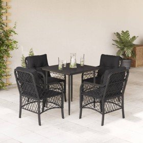 Set de muebles jardín 5 pzas con cojines ratán sintético negro en Conjuntos de jardín | Comprar online en Foru.es