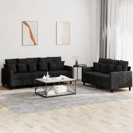 Juego de sofás con cojines 2 piezas terciopelo negro de , Sofás - Ref: Foro24-3201725, Precio: 440,92 €, Descuento: %