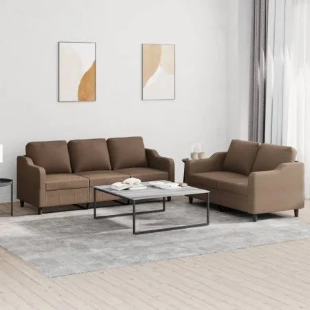 Sofagarnitur mit Kissen 2-teilig aus braunem Stoff von , Sofas - Ref: Foro24-3201837, Preis: 511,18 €, Rabatt: %