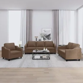 Sofagarnitur mit Kissen 3-teilig aus braunem Stoff von , Sofas - Ref: Foro24-3201773, Preis: 675,95 €, Rabatt: %
