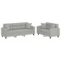Juego de sofás con cojines 2 piezas tela microfibra gris claro de , Sofás - Ref: Foro24-3202351, Precio: 613,89 €, Descuento: %