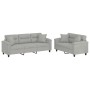Juego de sofás con cojines 2 piezas tela microfibra gris claro de , Sofás - Ref: Foro24-3202351, Precio: 624,64 €, Descuento: %