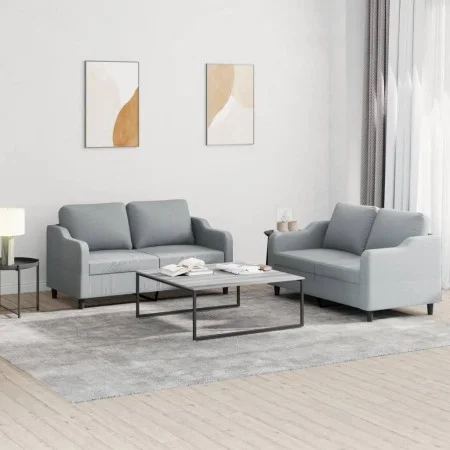 Juego de sofás con cojines 2 piezas tela gris claro de , Sofás - Ref: Foro24-3201802, Precio: 408,39 €, Descuento: %