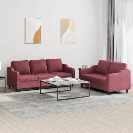 Juego de sofás con cojines 2 piezas tela rojo tinto de , Sofás - Ref: Foro24-3201840, Precio: 510,02 €, Descuento: %