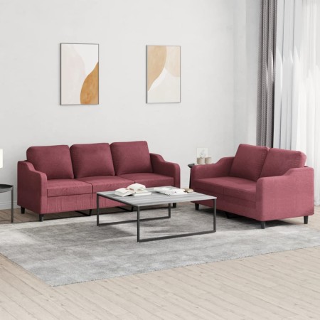 Juego de sofás con cojines 2 piezas tela rojo tinto de , Sofás - Ref: Foro24-3201840, Precio: 516,75 €, Descuento: %