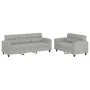 Sofa set with cushions 2 pieces light gray microfiber fabric by , Sofas - Ref: Foro24-3202339, Price: 585,54 €, Discount: %