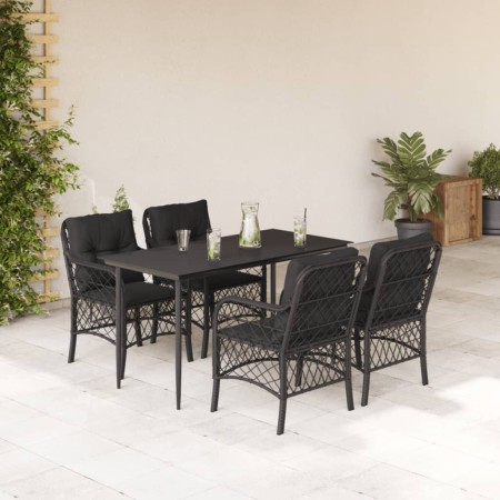 Set de muebles jardín 5 pzas con cojines ratán sintético negro en Conjuntos de jardín | Comprar online en Foru.es