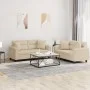 Juego de sofás con cojines 2 piezas tela microfibra crema de , Sofás - Ref: Foro24-3202330, Precio: 489,15 €, Descuento: %