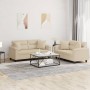Juego de sofás con cojines 2 piezas tela microfibra crema de , Sofás - Ref: Foro24-3202330, Precio: 498,02 €, Descuento: %