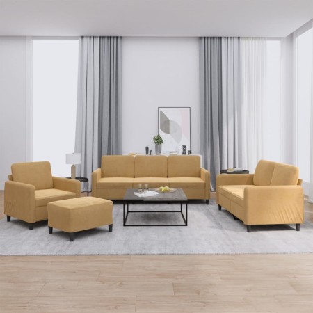 Juego de sofás 4 piezas terciopelo marrón de , Sofás - Ref: Foro24-3201951, Precio: 668,60 €, Descuento: %