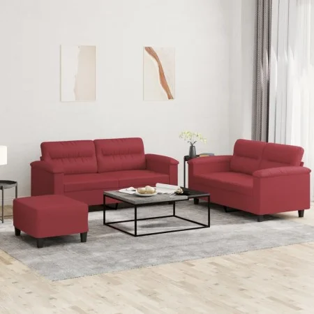 3-teilige Sofagarnitur aus rotem Kunstleder mit Kissen von , Sofas - Ref: Foro24-3202370, Preis: 526,48 €, Rabatt: %