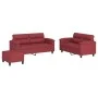 Juego de sofás con cojines 3 piezas cuero sintético rojo tinto de , Sofás - Ref: Foro24-3202370, Precio: 526,48 €, Descuento: %