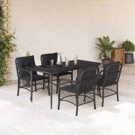 Set de muebles jardín 5 pzas con cojines ratán sintético negro en Conjuntos de jardín | Comprar online en Foru.es