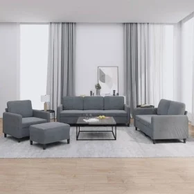 Juego de sofás 4 piezas terciopelo gris oscuro de , Sofás - Ref: Foro24-3201945, Precio: 644,37 €, Descuento: %