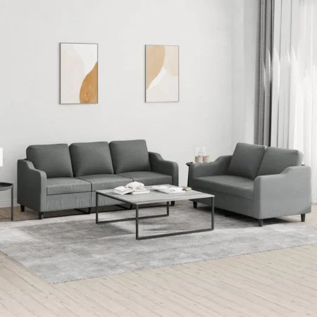 Juego de sofás con cojines 2 piezas tela gris oscuro de , Sofás - Ref: Foro24-3201835, Precio: 487,58 €, Descuento: %