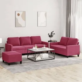 Dreiteilige Sofagarnitur aus rotem Samt mit Kissen von , Sofas - Ref: Foro24-3201530, Preis: 472,34 €, Rabatt: %