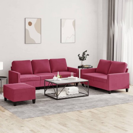 Juego de sofás con cojines 3 piezas terciopelo rojo tinto de , Sofás - Ref: Foro24-3201530, Precio: 479,98 €, Descuento: %