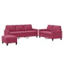 Juego de sofás con cojines 3 piezas terciopelo rojo tinto de , Sofás - Ref: Foro24-3201530, Precio: 479,98 €, Descuento: %