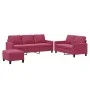Red velvet 3-piece sofa set with cushions by , Sofas - Ref: Foro24-3201530, Price: 472,34 €, Discount: %