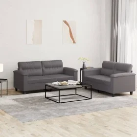 Juego de sofás con cojines 2 piezas cuero sintético gris de , Sofás - Ref: Foro24-3202364, Precio: 448,99 €, Descuento: %