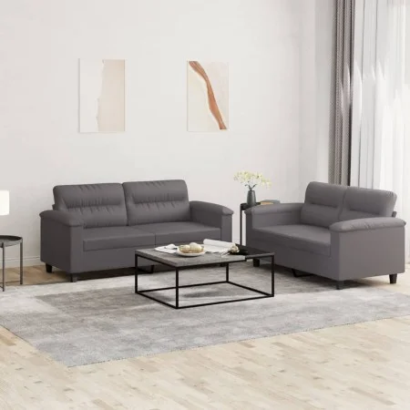 Juego de sofás con cojines 2 piezas cuero sintético gris de , Sofás - Ref: Foro24-3202364, Precio: 448,99 €, Descuento: %