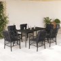 Set de comedor de jardín 7 pzas y cojines ratán sintético negro en Conjuntos de jardín | Comprar online en Foru.es