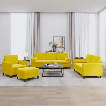 Juego de sofás con cojines 4 piezas terciopelo amarillo de , Sofás - Ref: Foro24-3201970, Precio: 728,99 €, Descuento: %