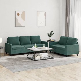 Juego de sofás con cojines 2 piezas terciopelo verde oscuro de , Sofás - Ref: Foro24-3201518, Precio: 504,34 €, Descuento: %