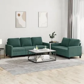 Zweiteilige Sofagarnitur aus dunkelgrünem Samt mit Kissen von , Sofas - Ref: Foro24-3201518, Preis: 465,92 €, Rabatt: %